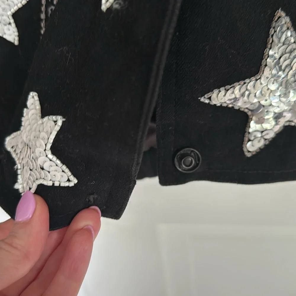 Vintage Modi Beaded Sequin Star Denim Cotton Jacket - Picture 9 of 14